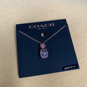 Coach Emerald Cut Rose Gold Necklace